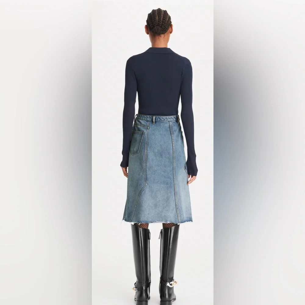EUC Tory Burch DECONSTRUCTED DENIM SKIRT size 6 - Picture 6 of 15